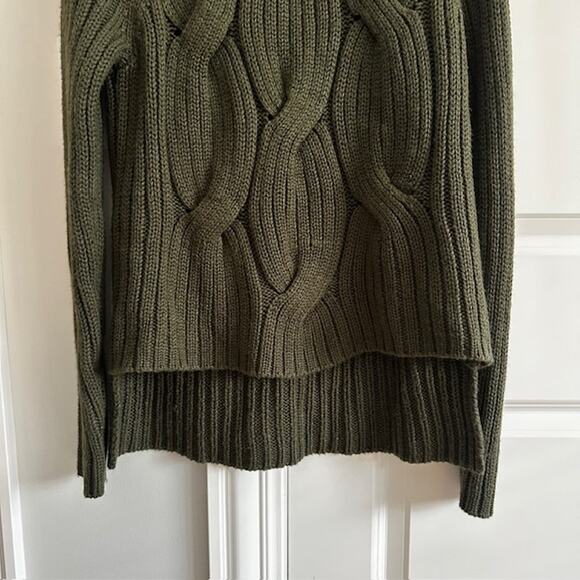 KF / KAUFMANFRANCO Olive Green Ribbed Cable Knit Wool Blend Sweater Med. - Picture 5 of 10